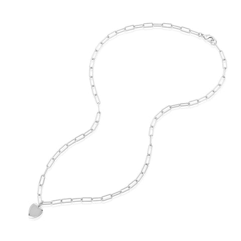 25" Heart Charm Paper Clip Chain Necklace