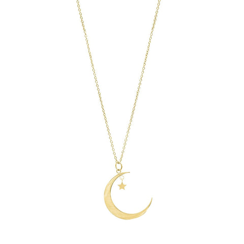 Hanging Moon and Star Necklace