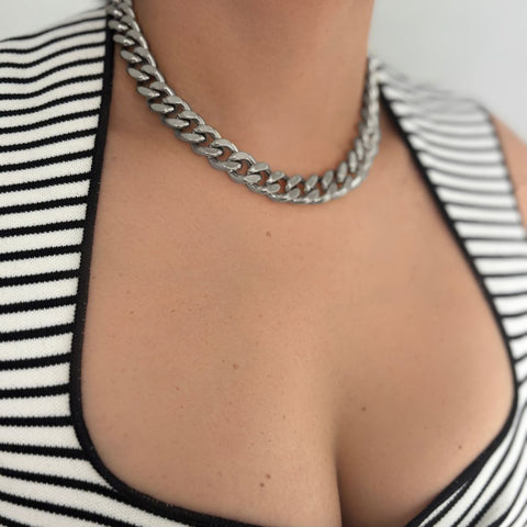 Tarnish Resistant Wide Curb Chain Necklace