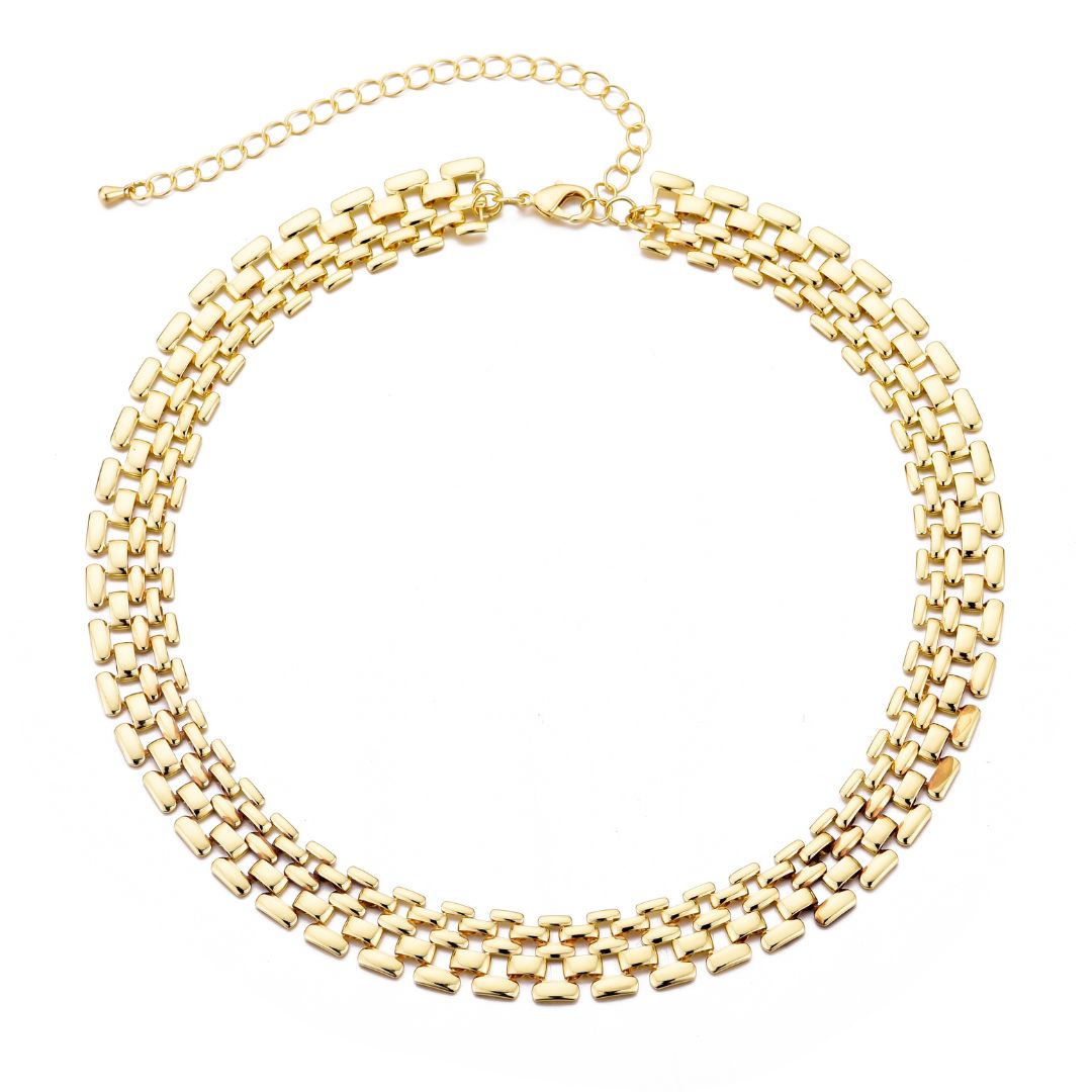 14k Gold Plated Grid Chain Necklace – ADORNIA