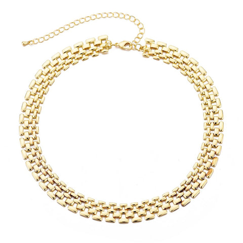 14k Gold Plated Grid Chain Necklace