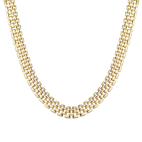 14k Gold Plated Grid Chain Necklace