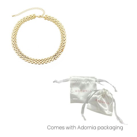 14k Gold Plated Grid Chain Necklace