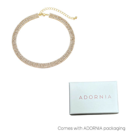14k Gold Plated Adjustable Crystal Choker Necklace