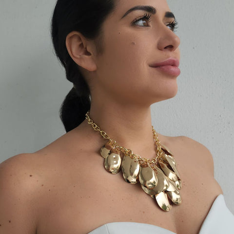 Gold Plated Petal Bib Necklace
