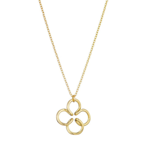 14k Gold Plated Wire Clover Necklace