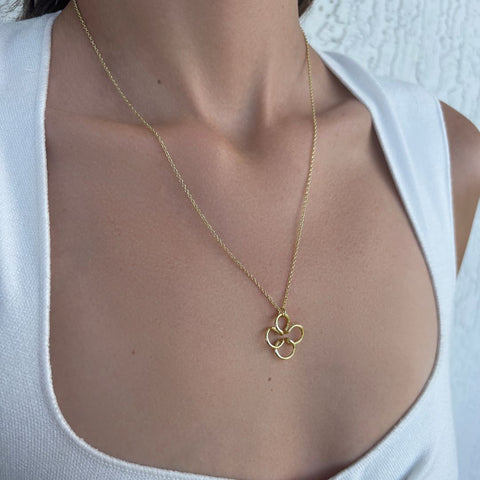 14k Gold Plated Wire Clover Necklace