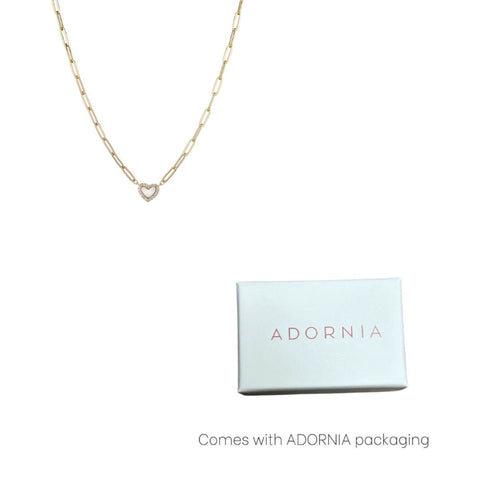14k Gold Plated Mother of Pearl Mini Heart Chain Necklace