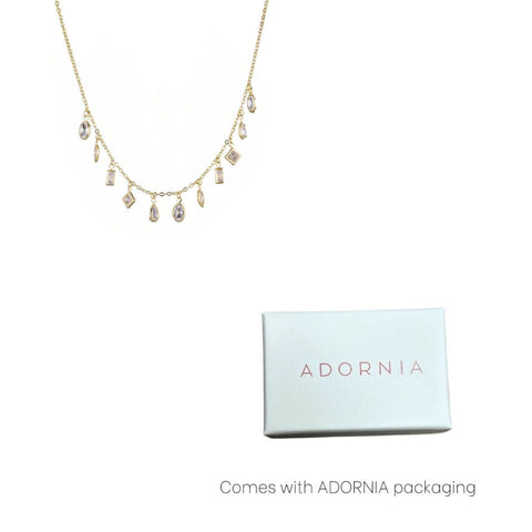 14k Gold Plated Multi Shape Dangle Necklace