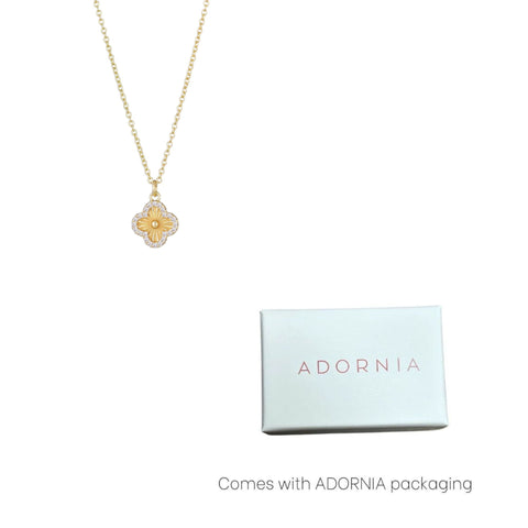 Button Clover CZ Halo Necklace