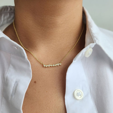 14k Gold Plated Dainty Mixed Shape Bar Necklace
