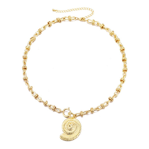 14k Gold Plated Chunky Shell Pendant Necklace