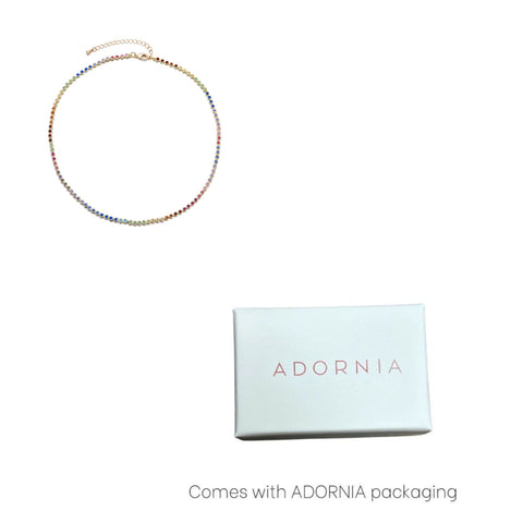 14k Gold Plated Rainbow Tennis Necklace
