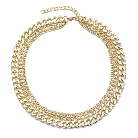 Gold Plated Link Layered Necklace