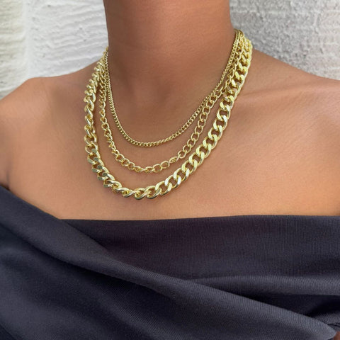 Gold Plated Link Layered Necklace