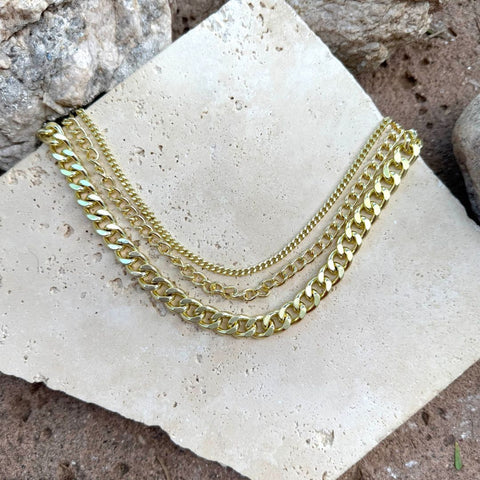 Gold Plated Link Layered Necklace