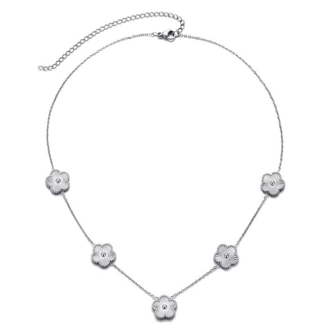 Tarnish Resistant 5-Leaf Clover Station Necklace