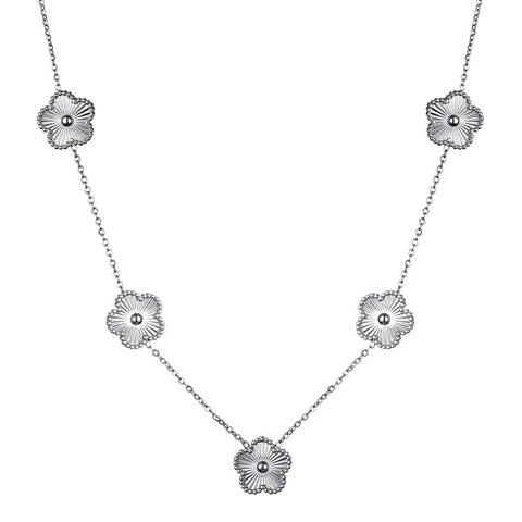Tarnish Resistant 5-Leaf Clover Station Necklace