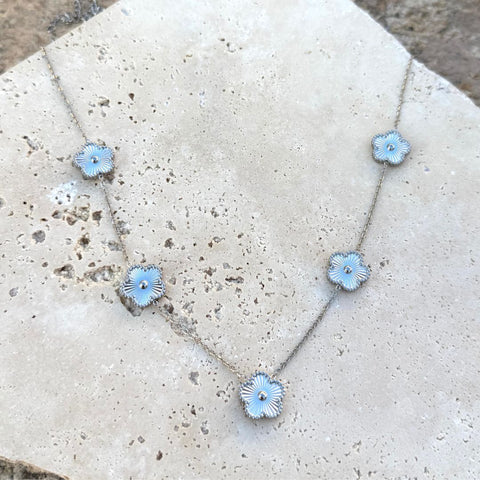 Tarnish Resistant 5-Leaf Clover Station Necklace