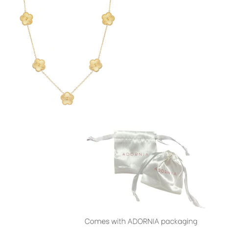 Tarnish Resistant 5-Leaf Clover Station Necklace