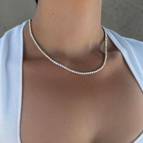 14k Yellow Gold 3mm Tennis Chain Necklace