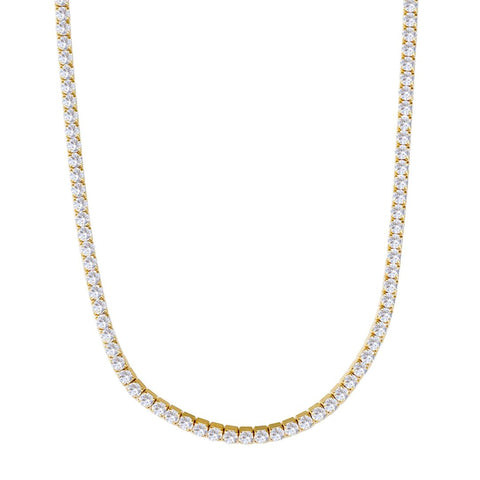 14k Yellow Gold 3mm Tennis Chain Necklace