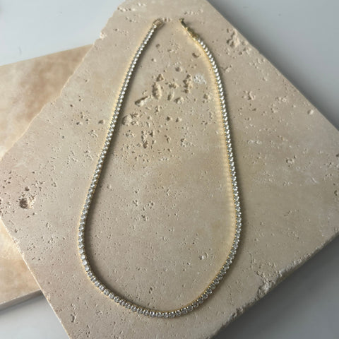 14k Yellow Gold 3mm Tennis Chain Necklace