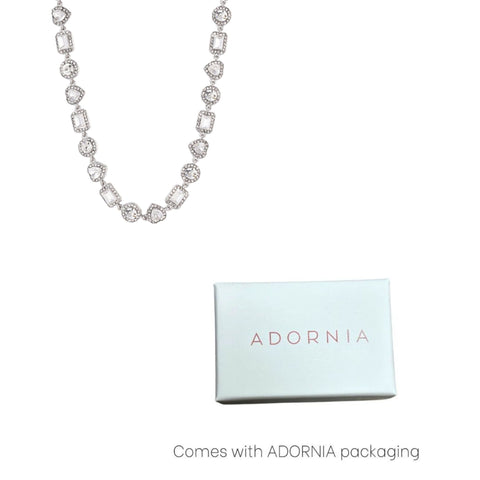 Silver Plated Crystal Halo Heart Chain Necklace