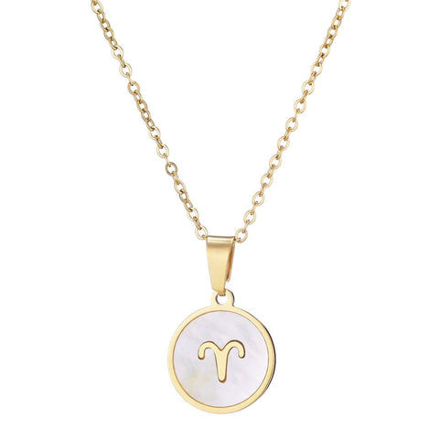 Tarnish Resistant 18k Gold Plated Mother of Pearl Zodiac Necklace