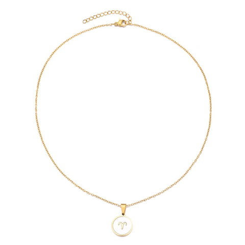 Tarnish Resistant 18k Gold Plated Mother of Pearl Zodiac Necklace