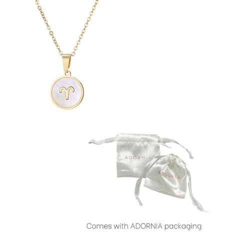 Tarnish Resistant 18k Gold Plated Mother of Pearl Zodiac Necklace