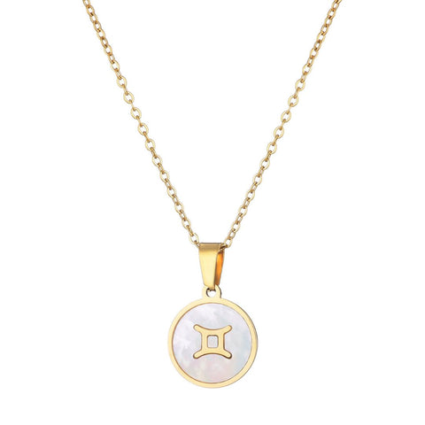 Tarnish Resistant 18k Gold Plated Mother of Pearl Zodiac Necklace