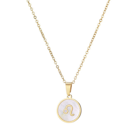 Tarnish Resistant 18k Gold Plated Mother of Pearl Zodiac Necklace