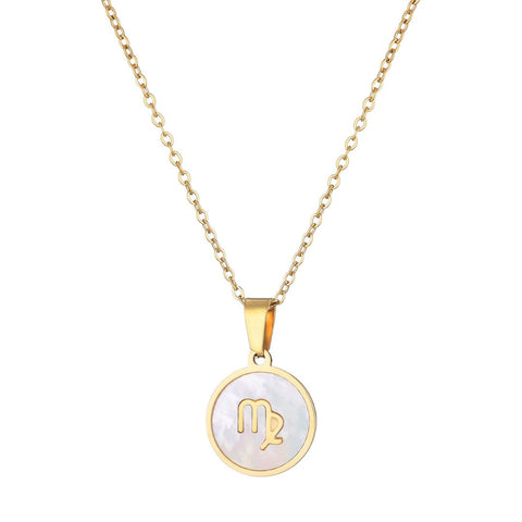 Tarnish Resistant 18k Gold Plated Mother of Pearl Zodiac Necklace