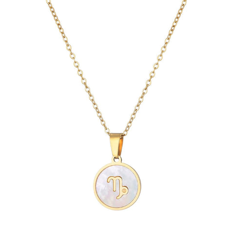 Tarnish Resistant 18k Gold Plated Mother of Pearl Zodiac Necklace