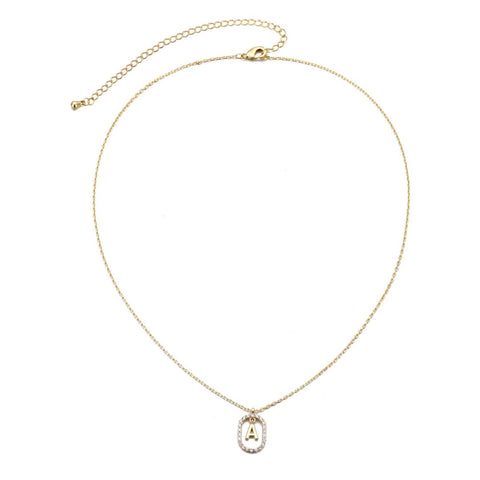 14k Gold Plated Floating Letter CZ Frame Necklace