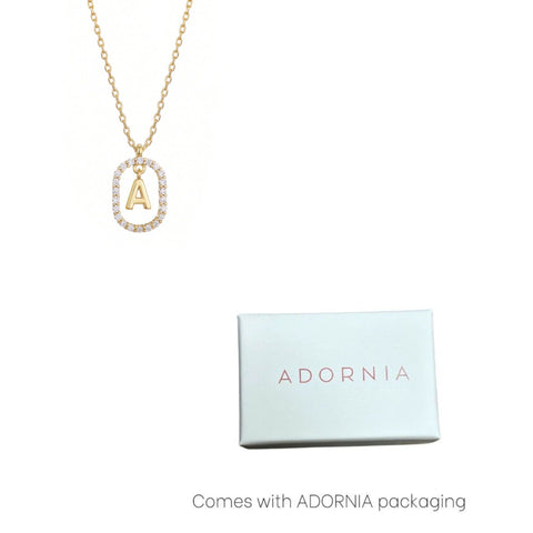 14k Gold Plated Floating Letter CZ Frame Necklace
