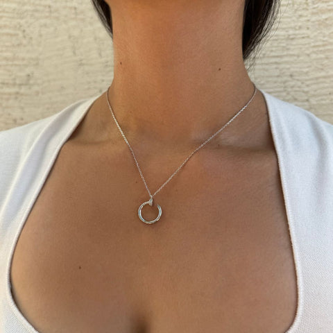 Curved CZ Nail Ring Necklace