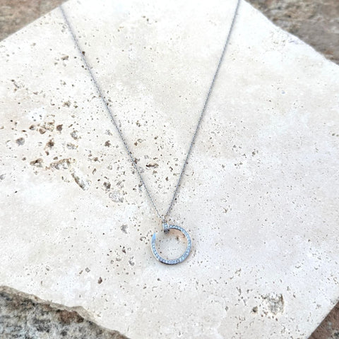 Curved CZ Nail Ring Necklace