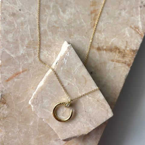 Curved CZ Nail Ring Necklace