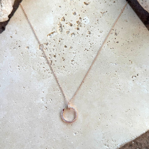 Curved CZ Nail Ring Necklace
