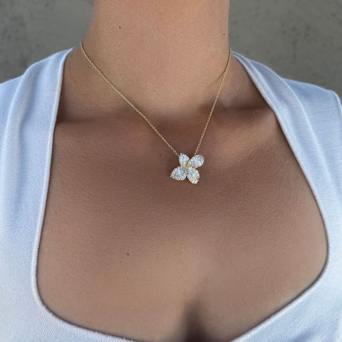 14k Gold Plated Oversized CZ Flower Necklace