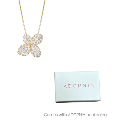 14k Gold Plated Oversized CZ Flower Necklace