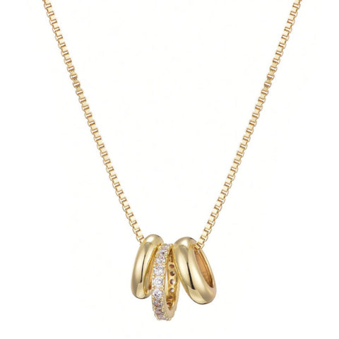 14k Gold Plated 3-Ring Necklace