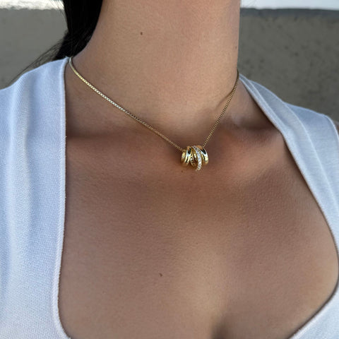 14k Gold Plated 3-Ring Necklace
