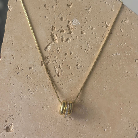 14k Gold Plated 3-Ring Necklace