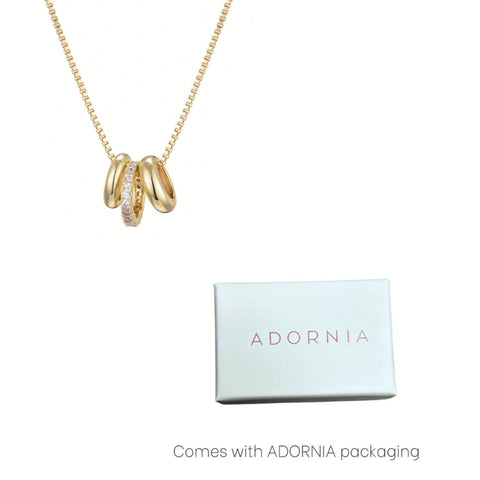 14k Gold Plated 3-Ring Necklace