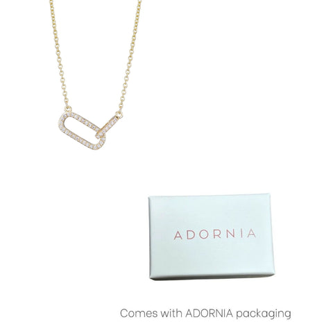 14k Gold Plated Pave CZ Links Necklace