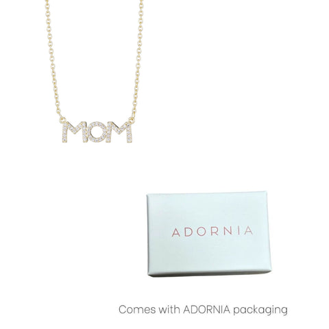 14k Gold Plated CZ MOM Necklace