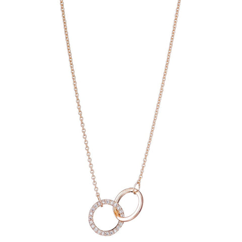 14k Rose Gold Plated Adjustable Pave CZ Rings Necklace